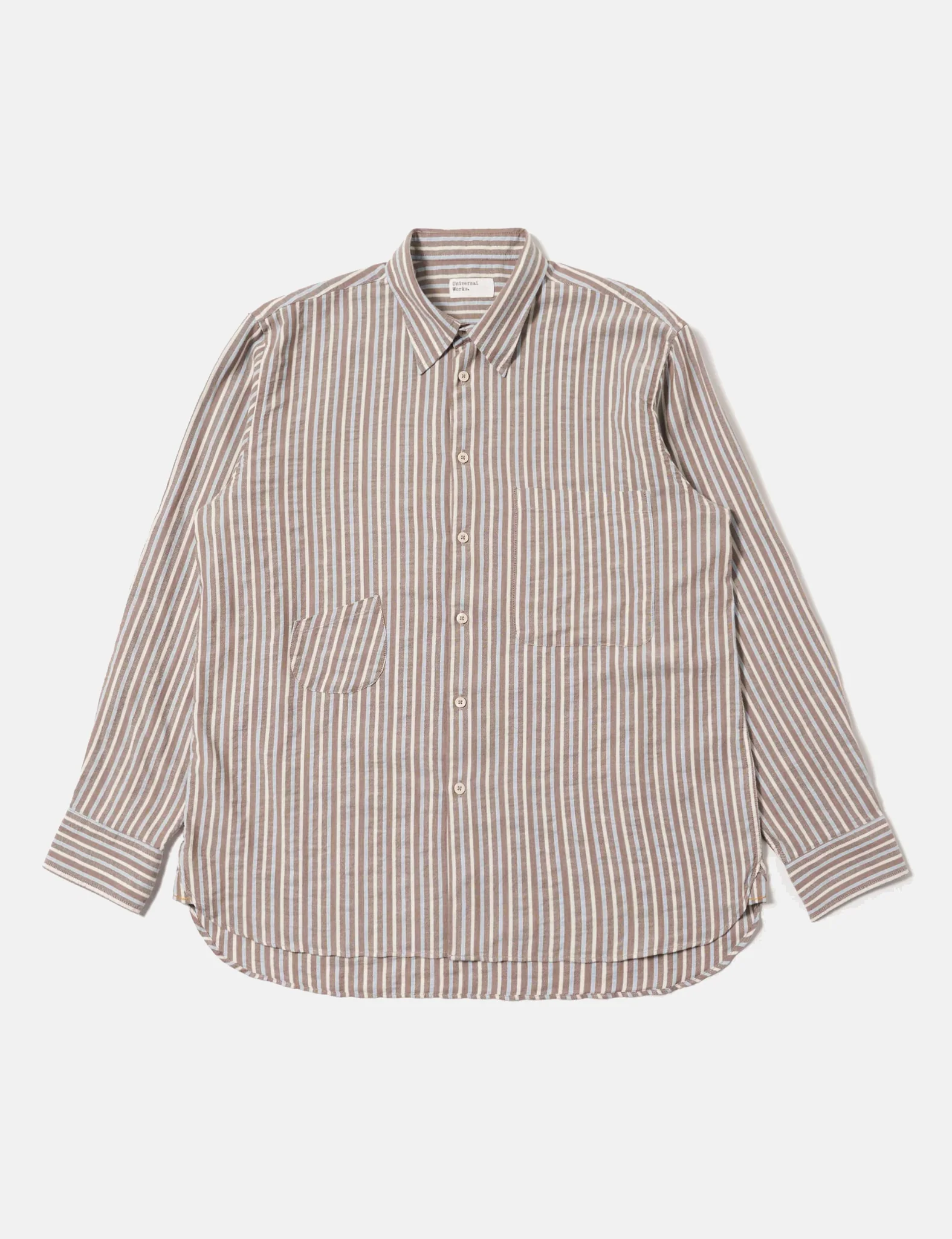 Universal Works Station Shirt (Madison Stripe) - Brown - Image 7