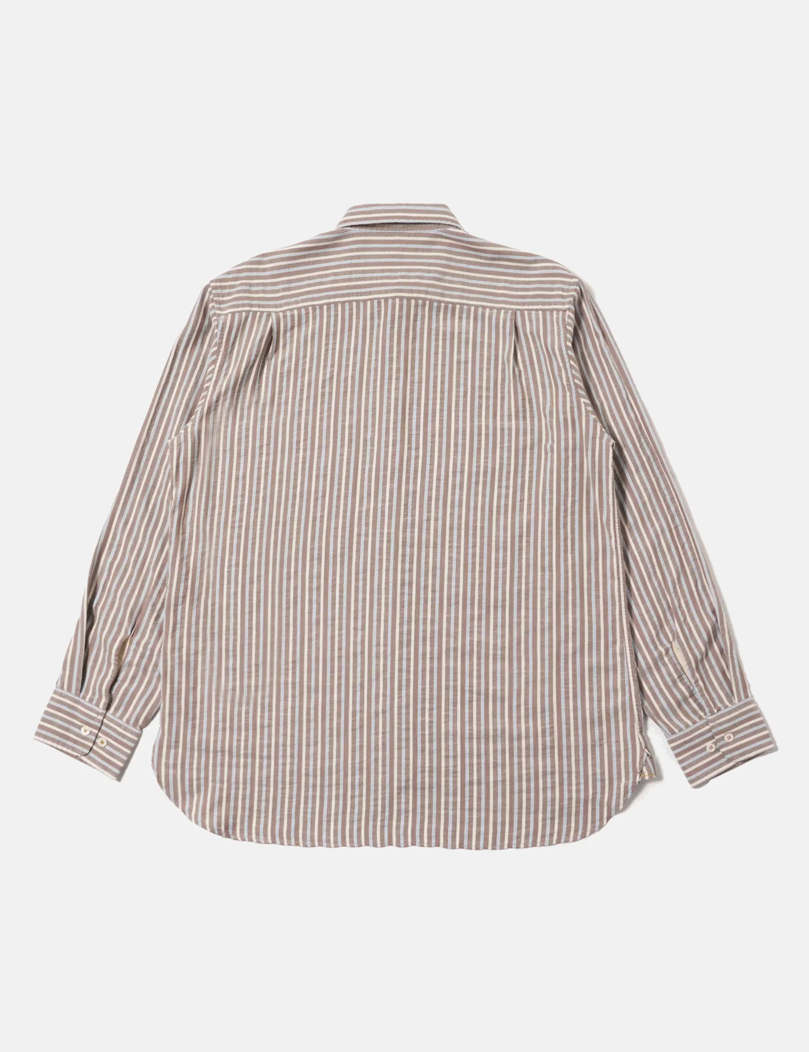 Universal Works Station Shirt (Madison Stripe) - Brown - Image 8