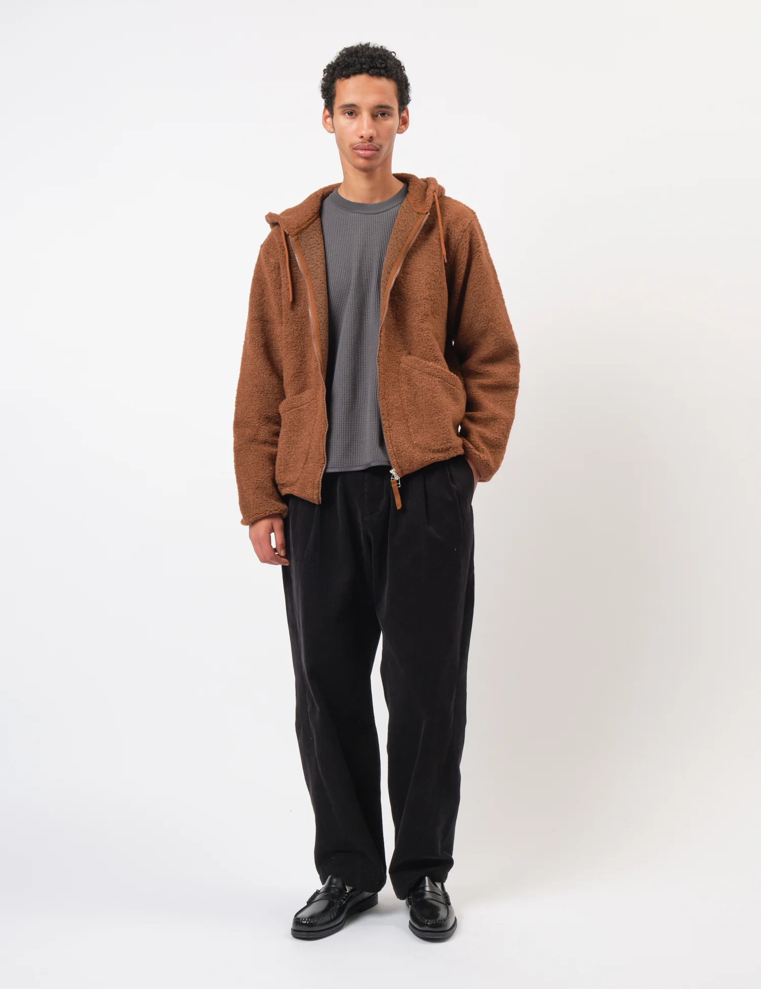 Universal Works Travel Hoodie (Alvar Fleece) - Cumin - Image 3
