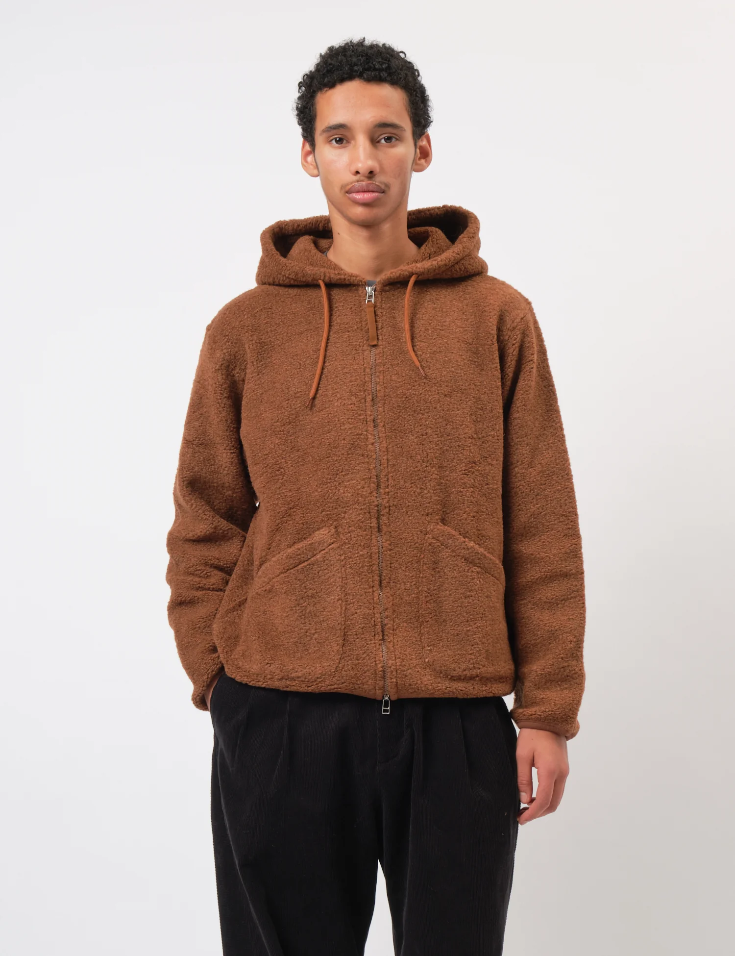Universal Works Travel Hoodie (Alvar Fleece) - Cumin - Image 4
