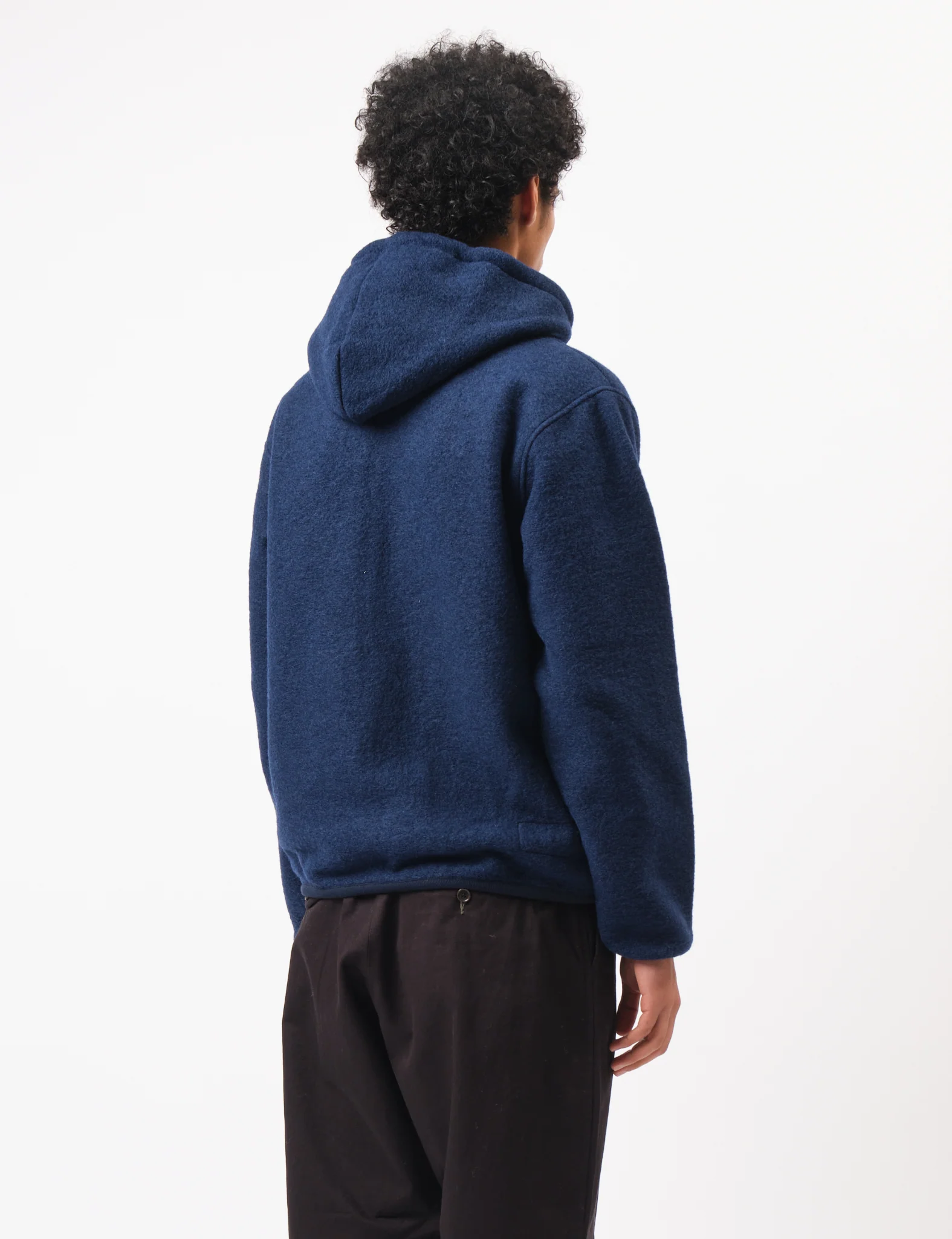 Universal Works Travel Wool Fleece Hoodie - Indigo Blue - Image 4