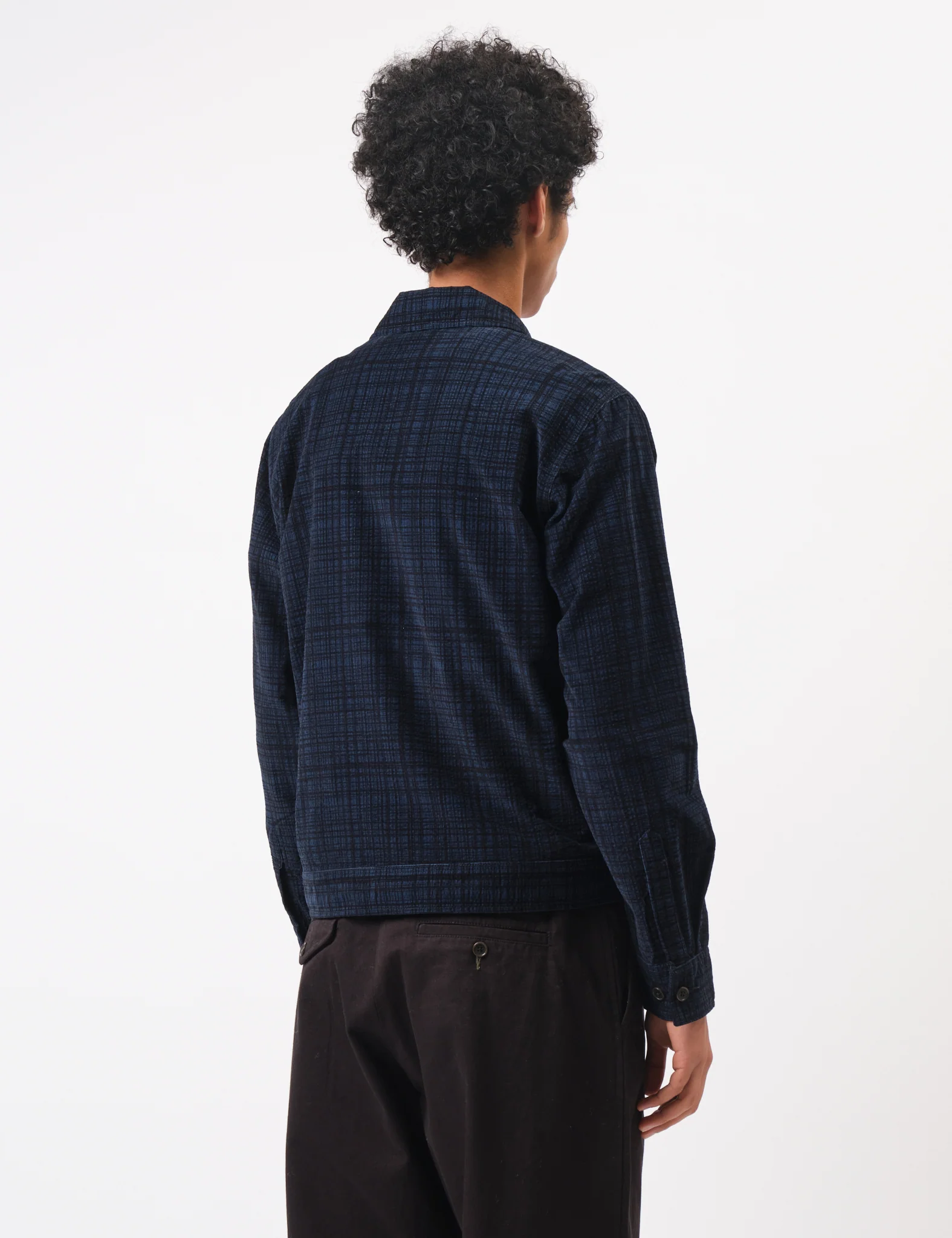 Universal Works Uniform Check Jacket (Cord Seersucker) - Navy Blue - Image 4