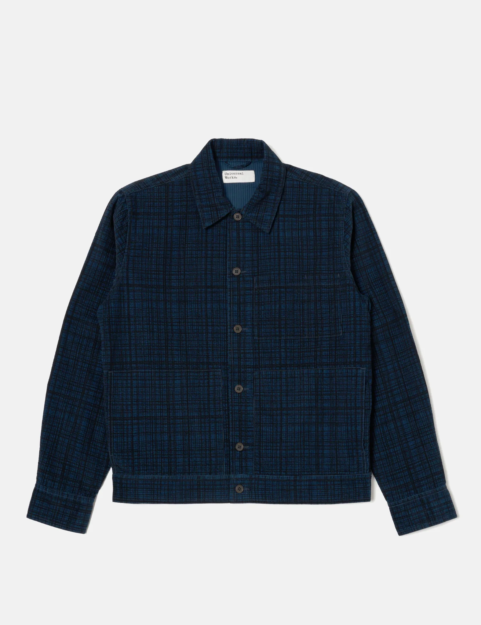 Universal Works Uniform Check Jacket (Cord Seersucker) - Navy Blue - Image 5