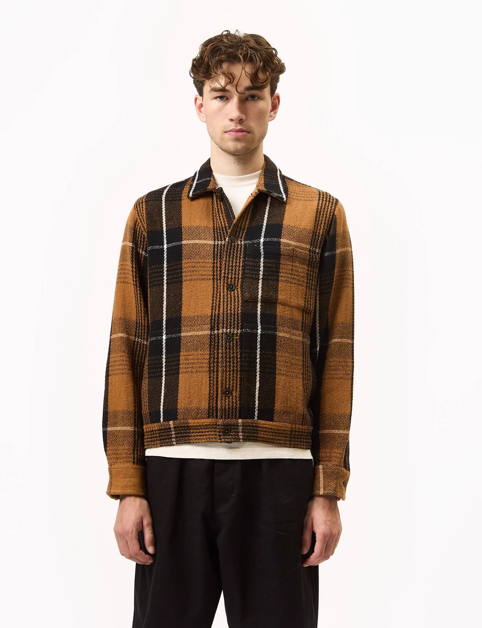 Universal Works Uniform Jacket (Earth II Check) - Brown