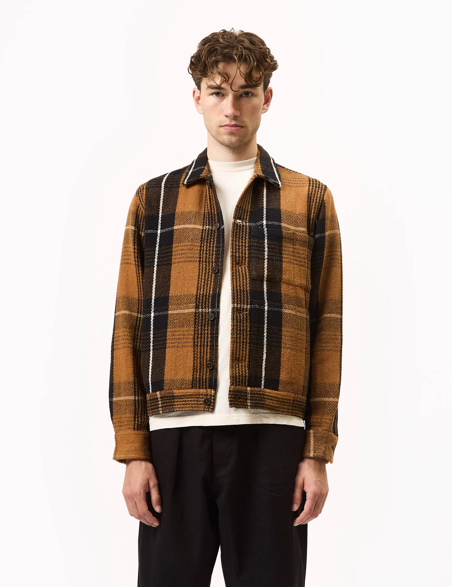 Universal Works Uniform Jacket (Earth II Check) - Brown - Image 3