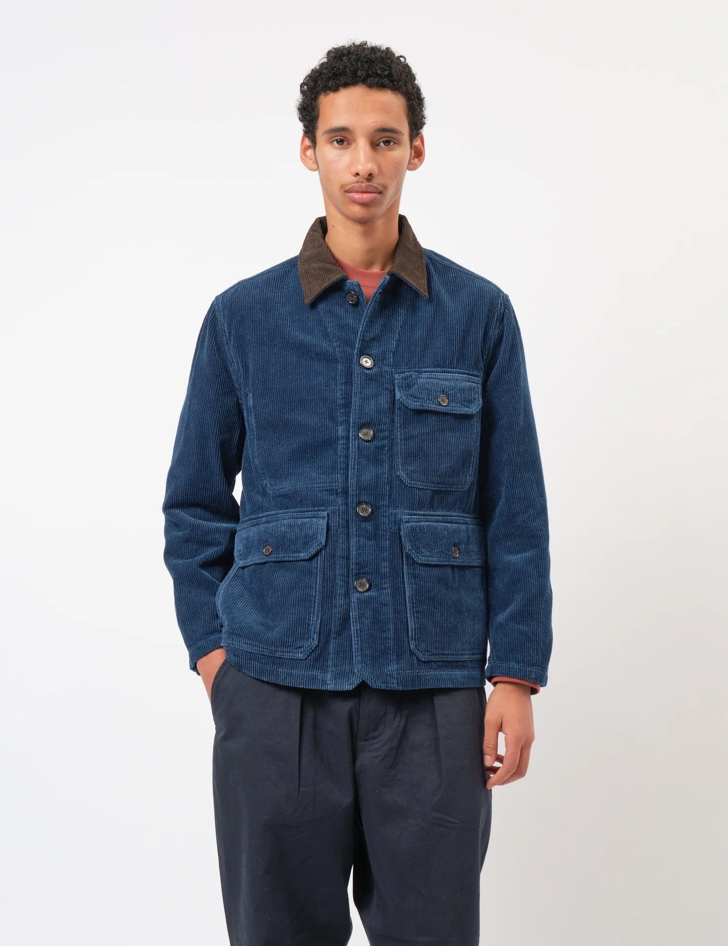 Universal Works Utility Jacket (Cord) - Indigo Blue - Image 4