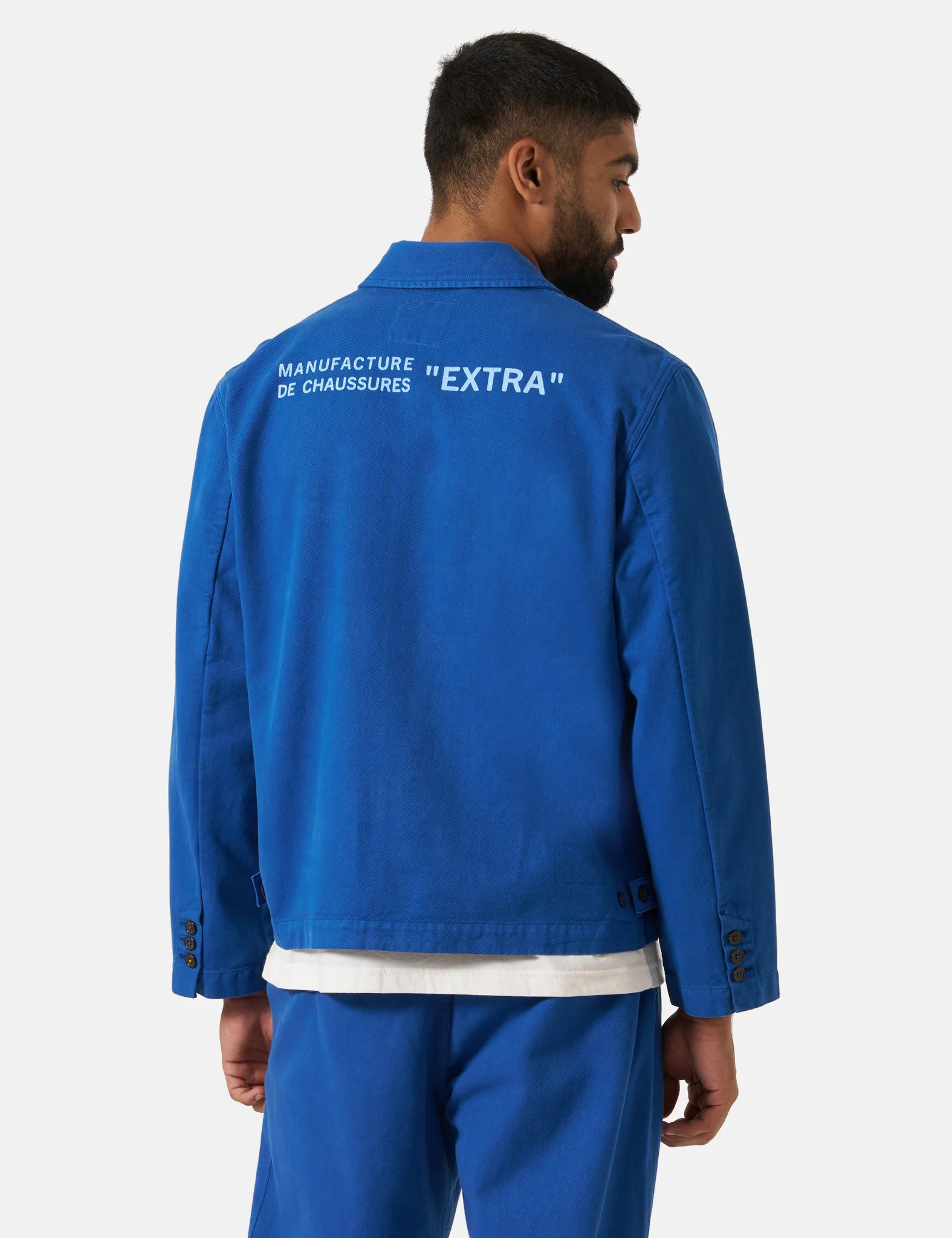 Universal Works x Paraboot Warmus Jacket (Derek Twill) - Blue - Image 2