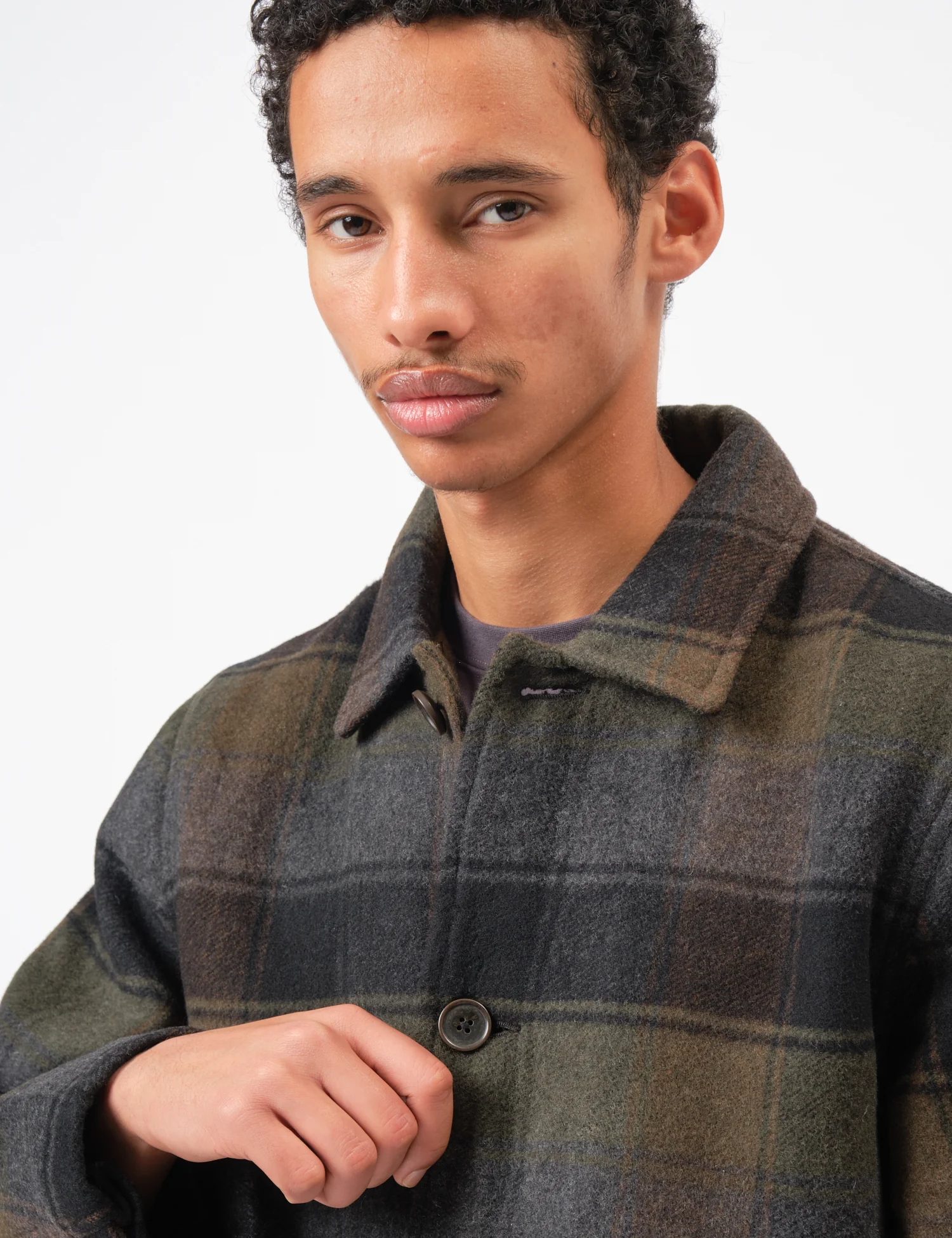 Universal Works Wayfarer Jacket (Berlin Wool Check) - Black/Brown - Image 2