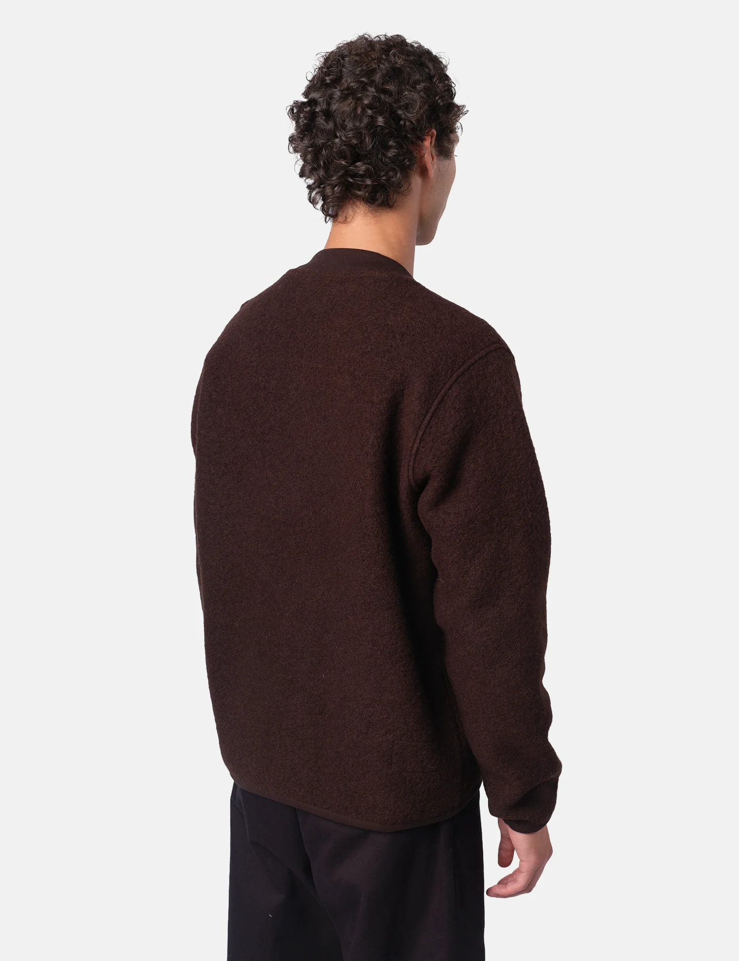 Universal Works Zip Bomber Jacket (Wool Fleece) - Brown - Image 5