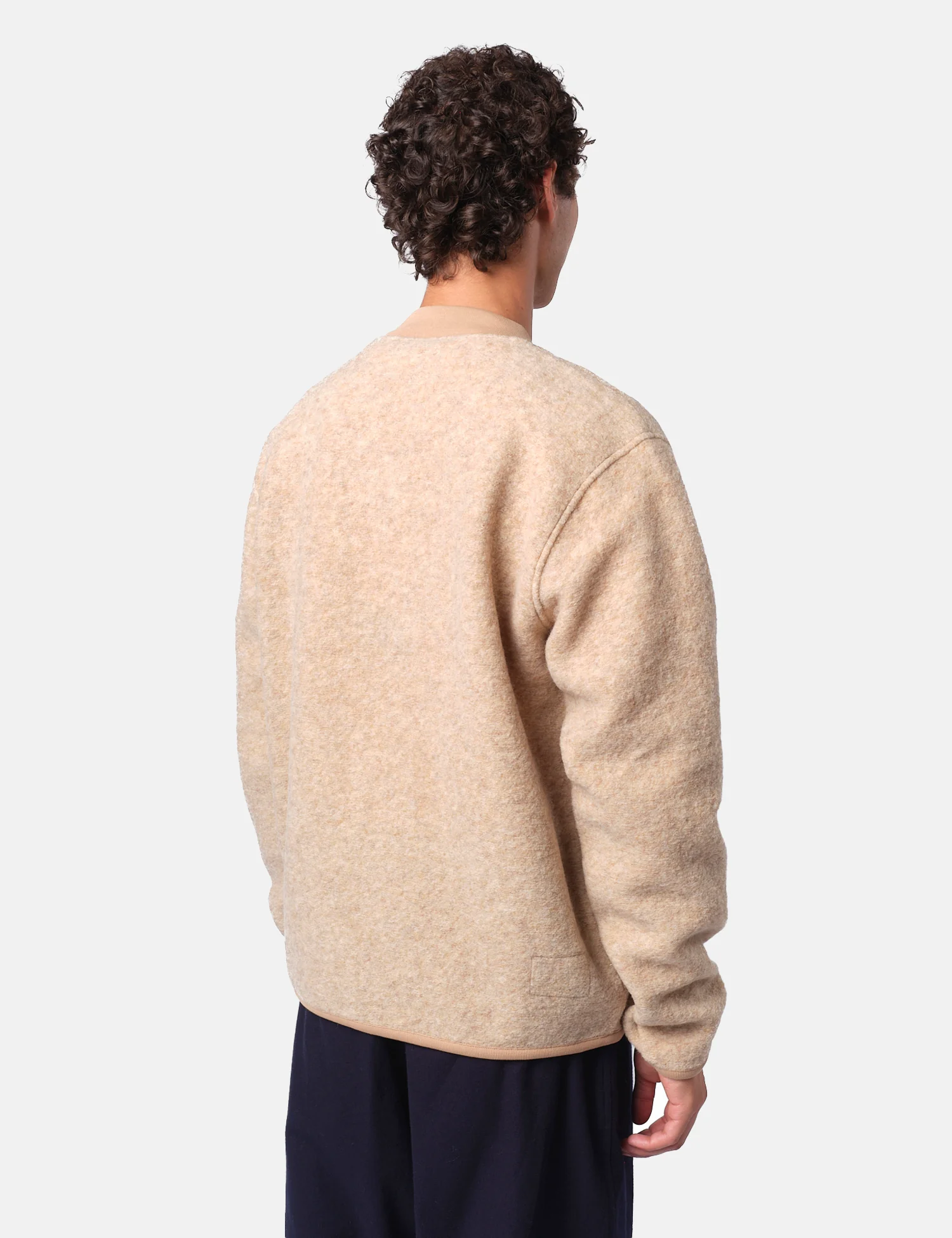 Universal Works Zip Bomber Jacket (Wool Fleece) - Fawn - Image 4