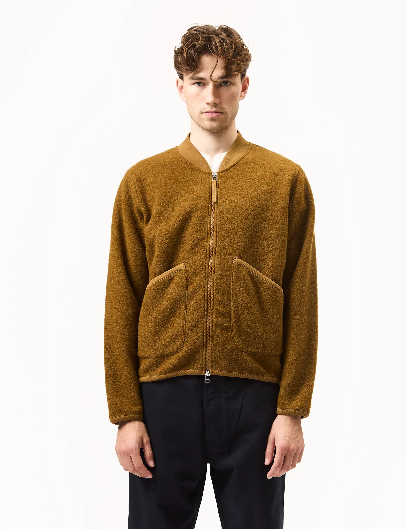 Universal Works Zip Bomber (Wool Fleece) - Mustard