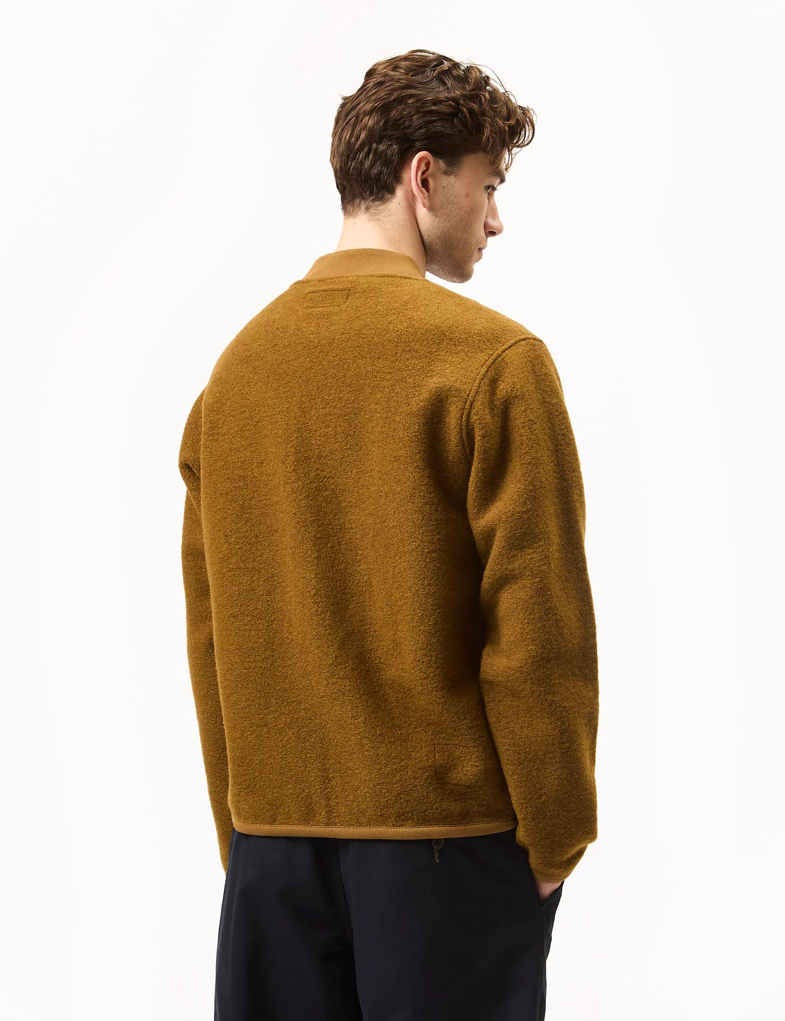 Universal Works Zip Bomber (Wool Fleece) - Mustard - Image 4