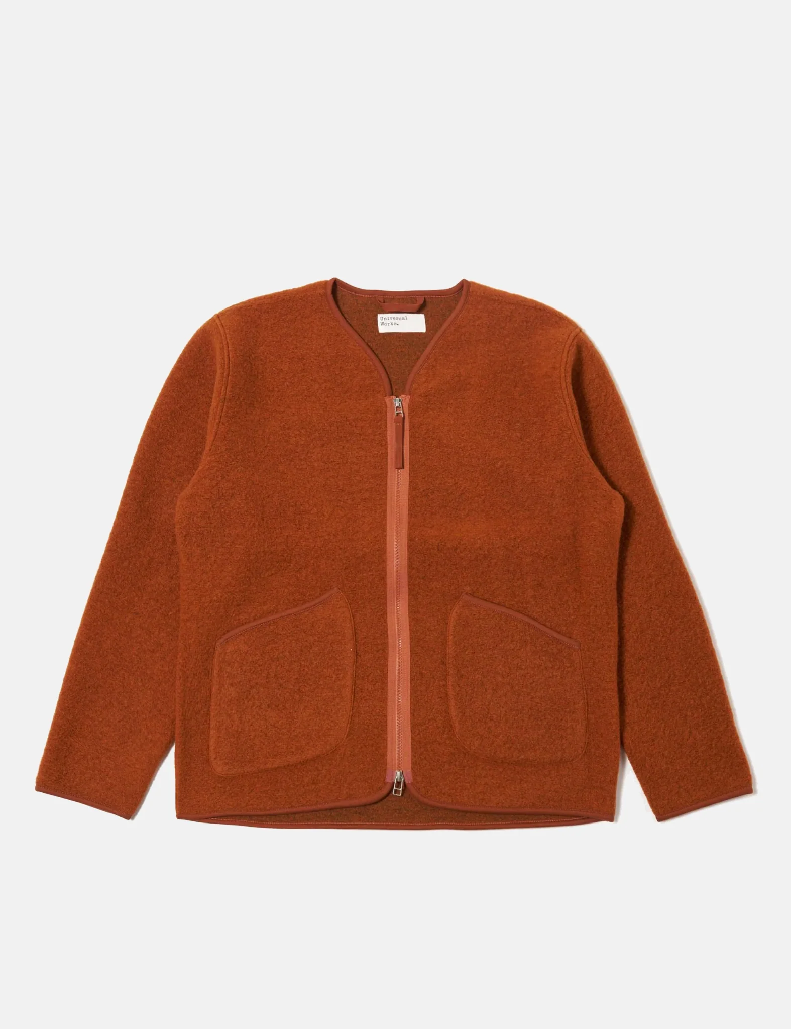 Universal Works Zip Liner Jacket (Wool Fleece) - Rust - Image 7