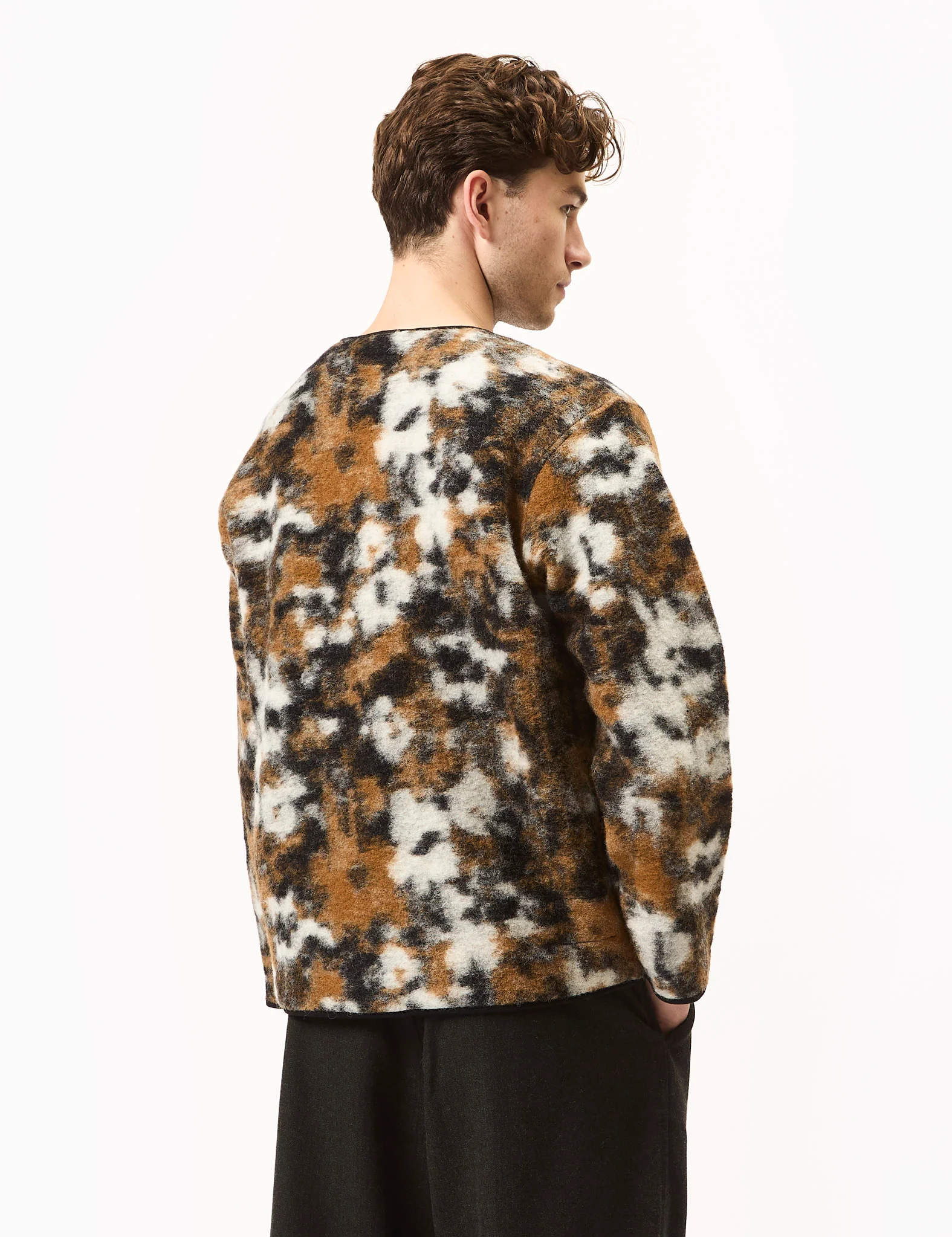 Universal Works Zip Liner Jacket (Ylang Flower Fleece) - Brown - Image 4