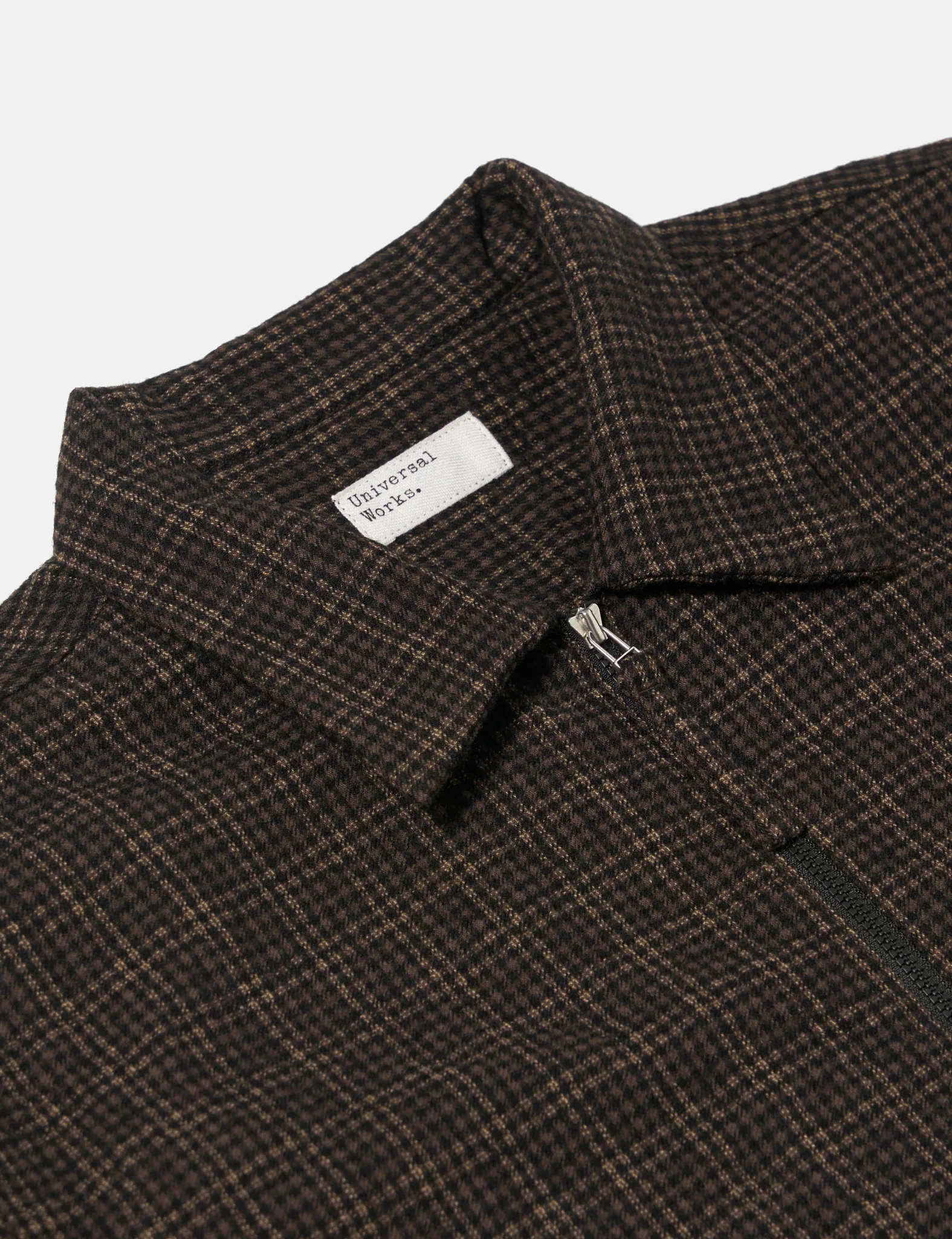 Universal Works Zip Shirt (Cedar Check) - Brown - Image 6