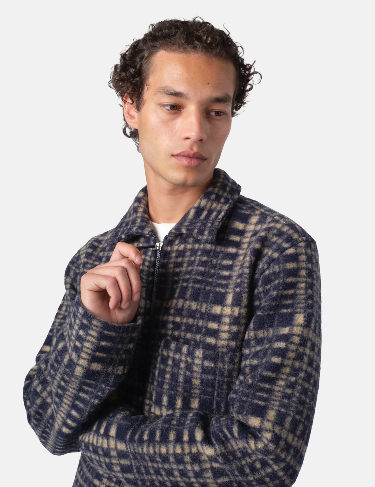 Universal Works Zip Uniform Jacket (Telepass Fleece) - Navy Blue - Image 2