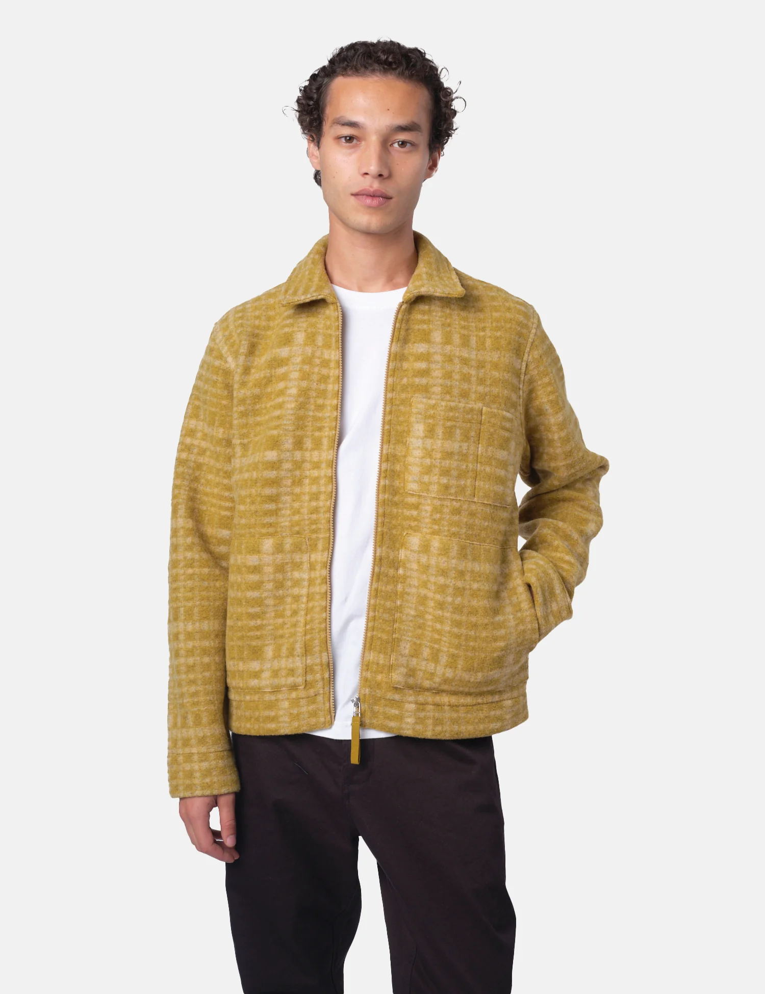 Universal Works Zip Uniform Jacket (Telepass Fleece) - Yellow - Image 6