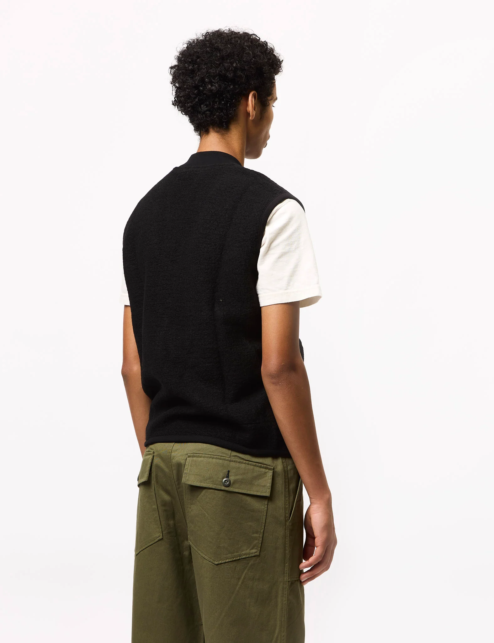 Universal Works Zip Waistcoat (Wool Fleece) - Black - Image 5