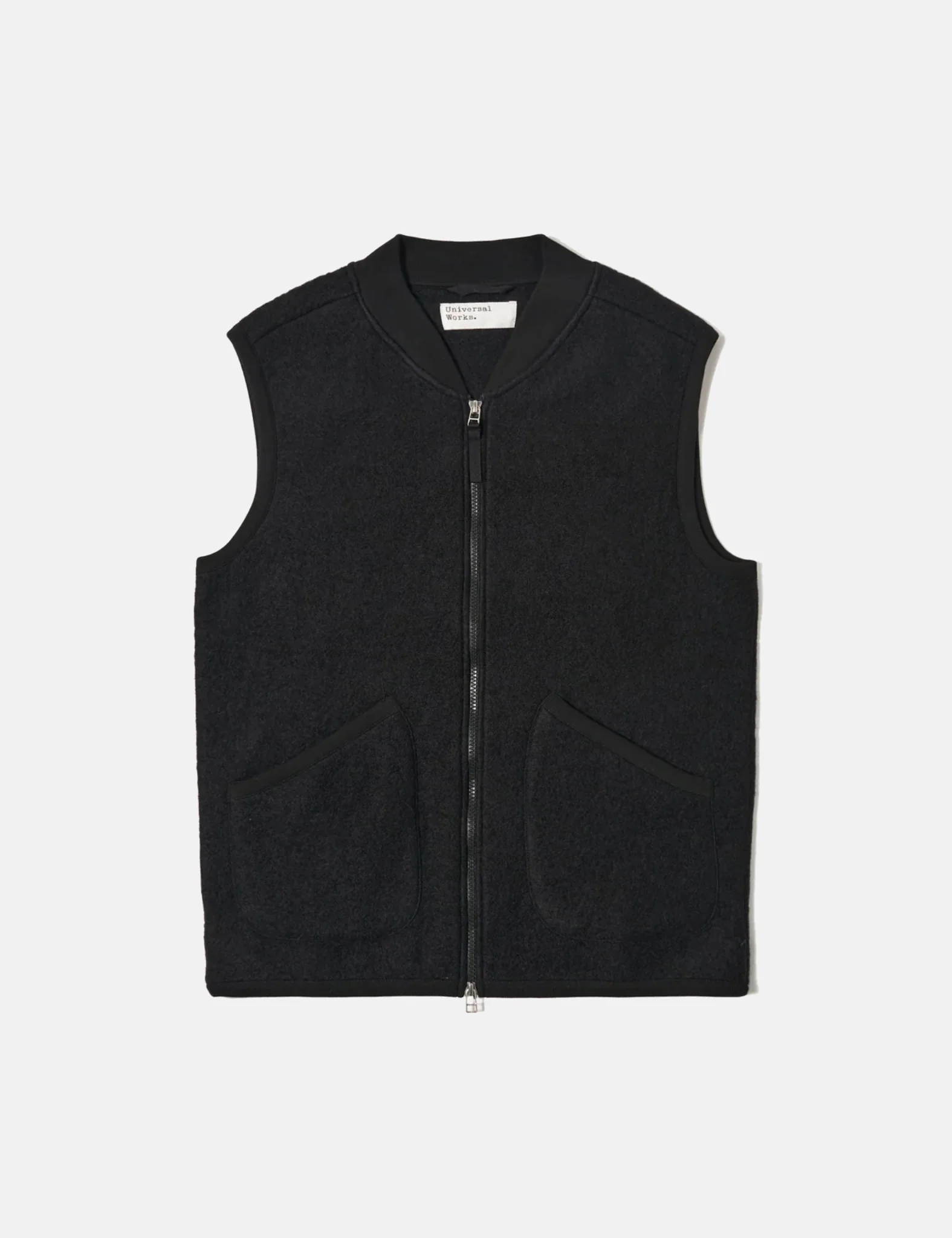 Universal Works Zip Waistcoat (Wool Fleece) - Black - Image 8