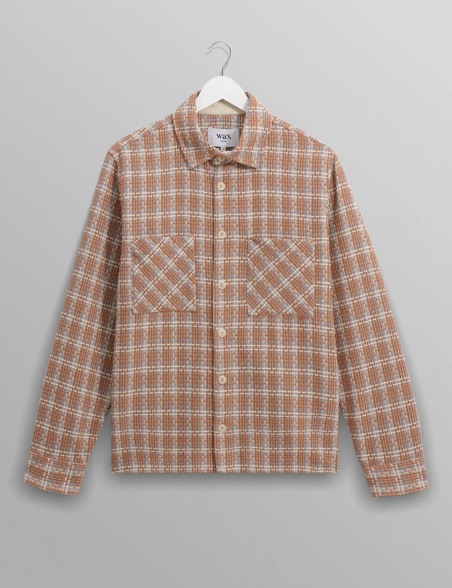 Wax London Whiting Overshirt (Ladder Check Weave) - Tan - Image 4