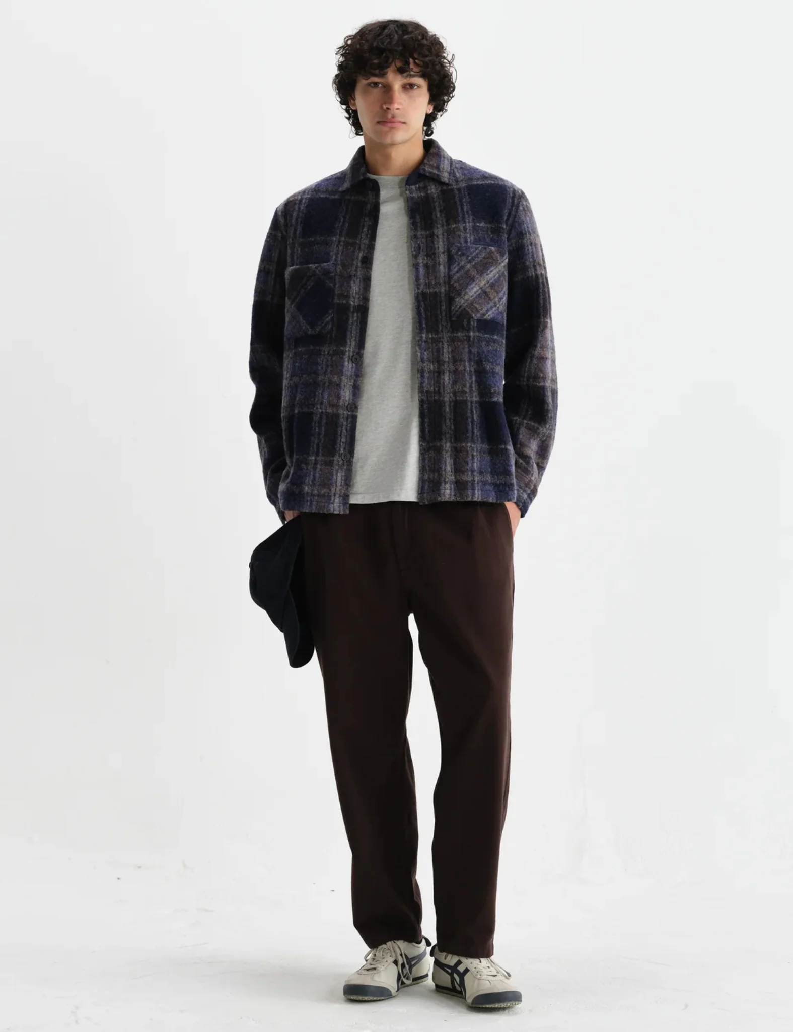 Wax London Whiting Wool Check Overshirt - Navy Blue - Image 3
