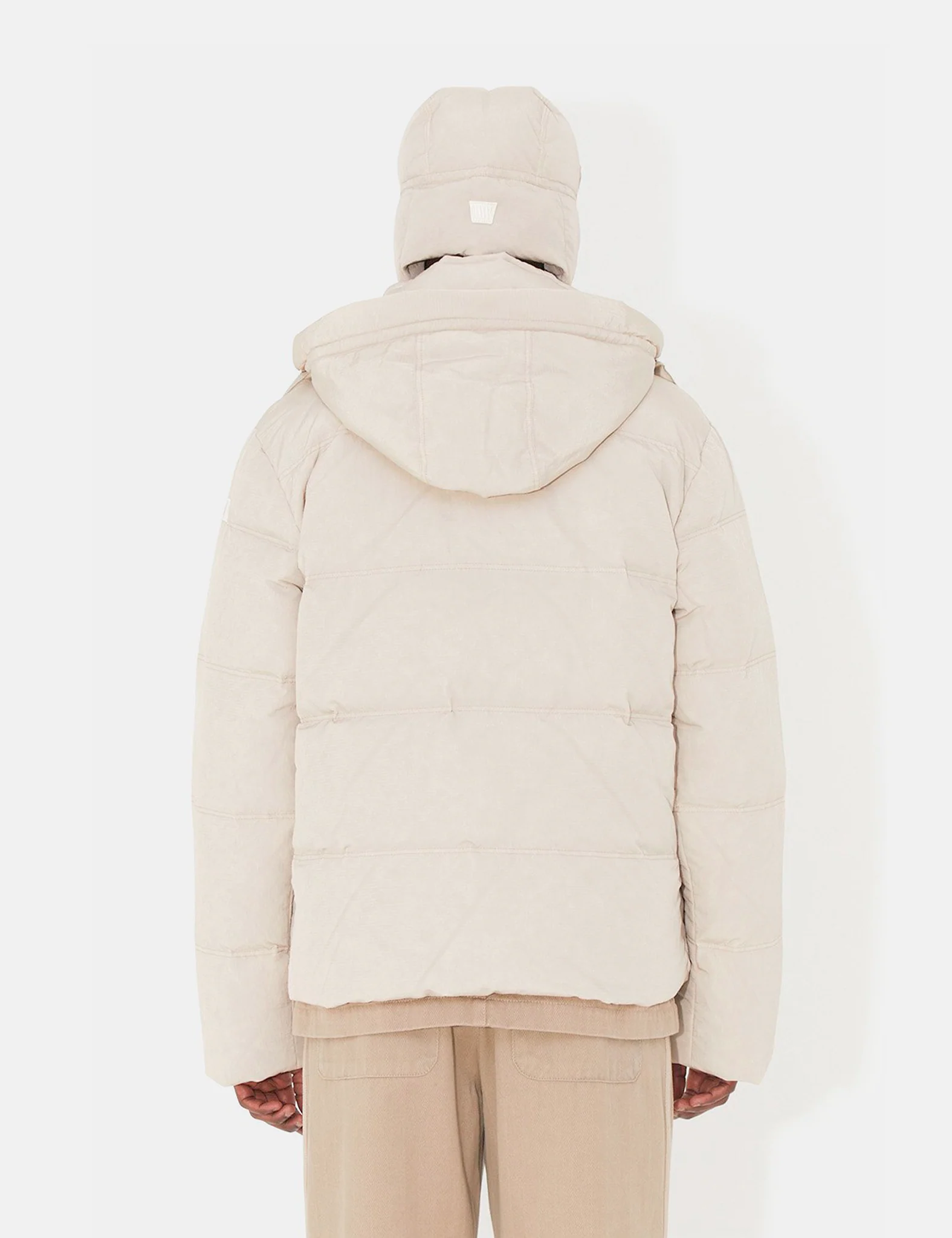 Wood Wood Ventus Tech Stripe Down Jacket - Light Sand Beige - Image 3
