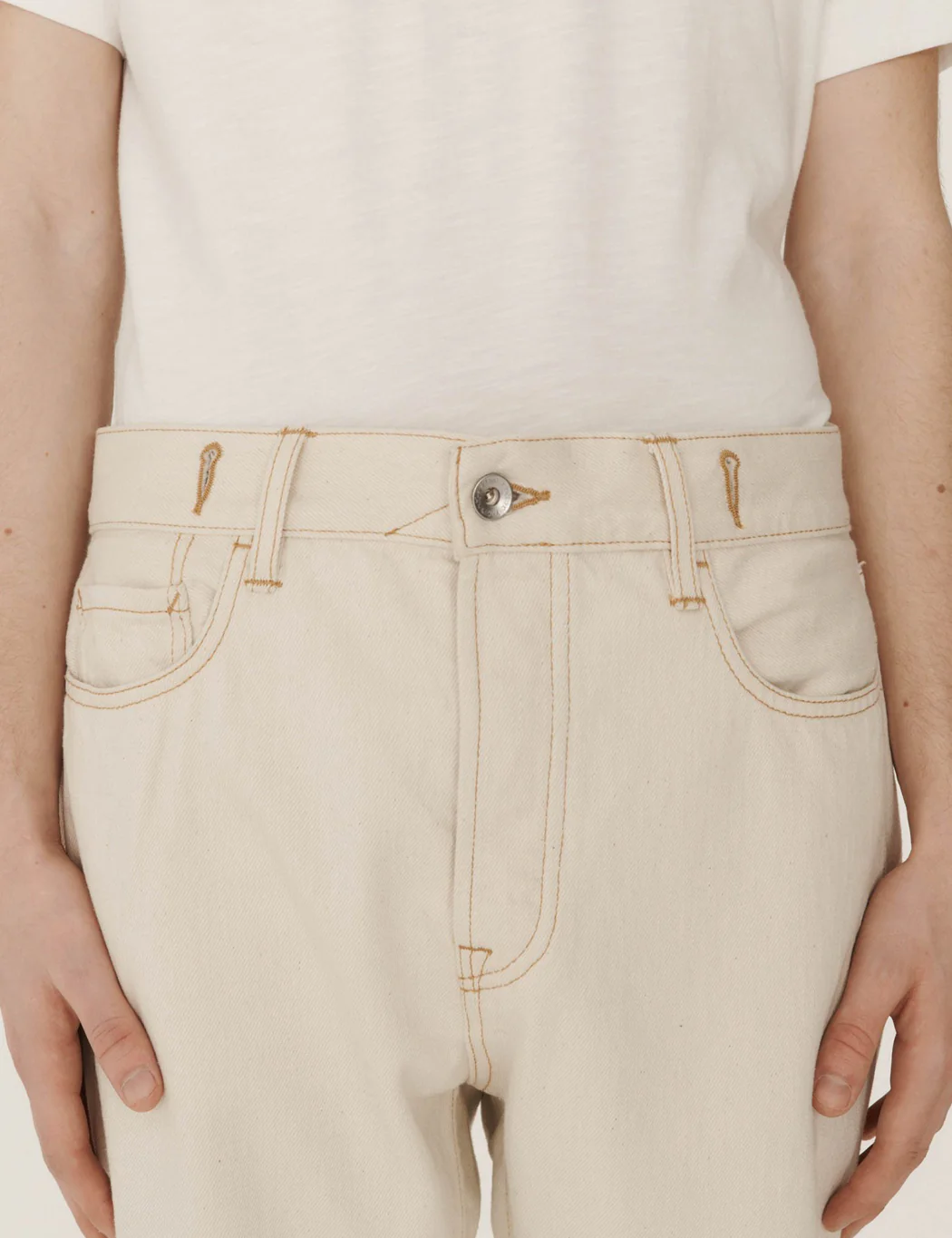 YMC Earth Tearaway Jeans (Organic) - Ecru - Image 5